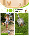 71" Stainless Steel Pooper Scooper, 3-Adjustable Angle Dog Shovel & Rake