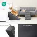 EHEYCIGA Curved Dog Stairs for High Beds 22.6" H, 5-Step Dog Steps, Grey
