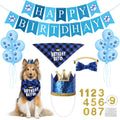 Selemoy Dog Birthday Party Supplies, Dog Birthday Hat Bandana Scarf with Cute Bow Tie, Flag, Balloons for Small Medium Dogs Pets, Doggie Party Supplies Decorations