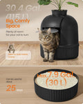 Feandrea Plant Cat Litter Box Enclosure with Artificial Plant, Enclosed Hidden Litter Box Furniture with Door, Carbon Filter, Odor Control, Pebbles, Scoop, Brush, Ink Black UPPT006B101