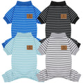 XPUDAC 4 Pack Dog Pajamas Striped Dog Clothes for Small Medium Dogs Girl Boy Comfy Puppy Outfit Doggy Jammies Onesie Pet Costume, Blue, Grey, Green, M