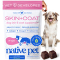 Native Pet Skin & Coat Chews - Omega 3 Fish Oil for Dogs Skin & Coat Supplement - Itch Relief, Shiny Fur & Shedding Support - Collagen, Hyaluronic Acid, Biotin, Probiotics & Salmon Oil - 30 Chews