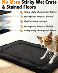 Heavy‑Duty Wear‑Resistant Dog Bed for Aggressive Chewers, Oxford Fabric Waterproof Crate Bed for Large Dogs, Washable Re