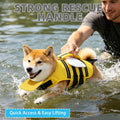 KOOLTAIL Dog Life Jacket, Cute Bee Front Float Dog Life Vest for Swimming Boating, Reflective Pet Lifesaver Swimsuit with Rescue Handle and Chin Float, Super Buoyancy for Puppy Small Medium Dogs, L