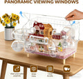 8 in 1 Acrylic Hamster Cage,2 Tier Dwarf Hamster Cage with 360° Transparent Viewing,Hamster Habitat Gerbil cage Top Open