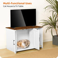 DWANTON Litter Box Enclosure, Cat Litter Box Furniture Hidden, with Scratching Mat, Wooden Cat Washroom Indoor, 31.5" L x 19.7" W x 21.7" H, White and Rustic Brown