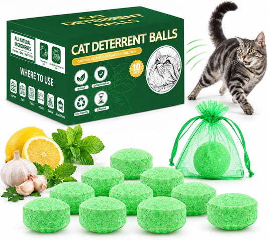 Cat Deterrent Outdoor & Indoor, Natural Peppermint Oil Cat Deterrent Balls