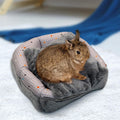YUEPET Bunny Bed, Rabbit Hideout, Guinea Pig Cave, Grey Grid with Bow