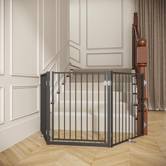 No Pawblems Freestanding Dog Gate with Door for Indoor & Outdoor, 30'' Tall