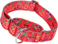 Wide Martingale Collar for Dogs,Red Floral No Pull Dog Collar for Large Dog