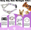 Martingale Dog Collar with Chain, Reflective Nylon Adjustable Collar, S
