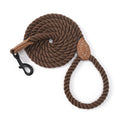 Mile High Life Dog Leash, Braided Cotton Rope Leashes with Leather Tip - Heavy Duty Metal Clasp, 4FT, 1/2" Thick - Wedding, Walking & Training Leash for Small Medium Large Dogs (Dark Brown)
