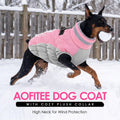 AOFITEE Dog Coat, Warm Dog Winter Coat, Reflective Cold Weather Dogs Puffer Jacket with Harness Built in, Waterproof Pet Fleece Vest Snowsuit for Small Medium Large Dogs, Pink L