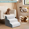 Kohentact Dog Stairs, Steps and Ramp for High Bed & Sofa, 13-24" H Detachable Pet Stairs for Small Medium Dogs, Sturdy 40D Foam, Non-Slip, Washable Cover with Lint Roller, Grey