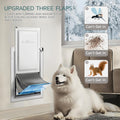 3-Flap Pet Door for Wall Dog Door for Wall Exterior, Large Doggie Door, All-Metal Frame, Metal Closing Panel and Telesco