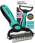 Maxpower Planet Hair Brush - Double Sided Shedding, Dematting Undercoat Rake for Dogs and Cats - Extra Wide Dog Grooming Brush, Reduce Shedding by 95%, Turquoise
