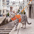 Cat Harness and Leash Set, No Over-the-Head Cat Vest, Orange, M