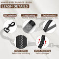Tails & Tales Hands Free Dog Leash with Waist Pouch, Lumbar Support Upgraded, Bungee Reflective Leash, Adjustable Belt 25-55", Walking Running Hiking Training for Dogs Up to 125lbs (Gray, Two Dogs)