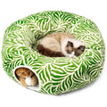 Meowfia Indoor Cat Tunnel with Donut Bed - Large Flexible Play Space for Multiple Pets - Circle or Snake Shape, Cozy Lounge (Jungle Nest)