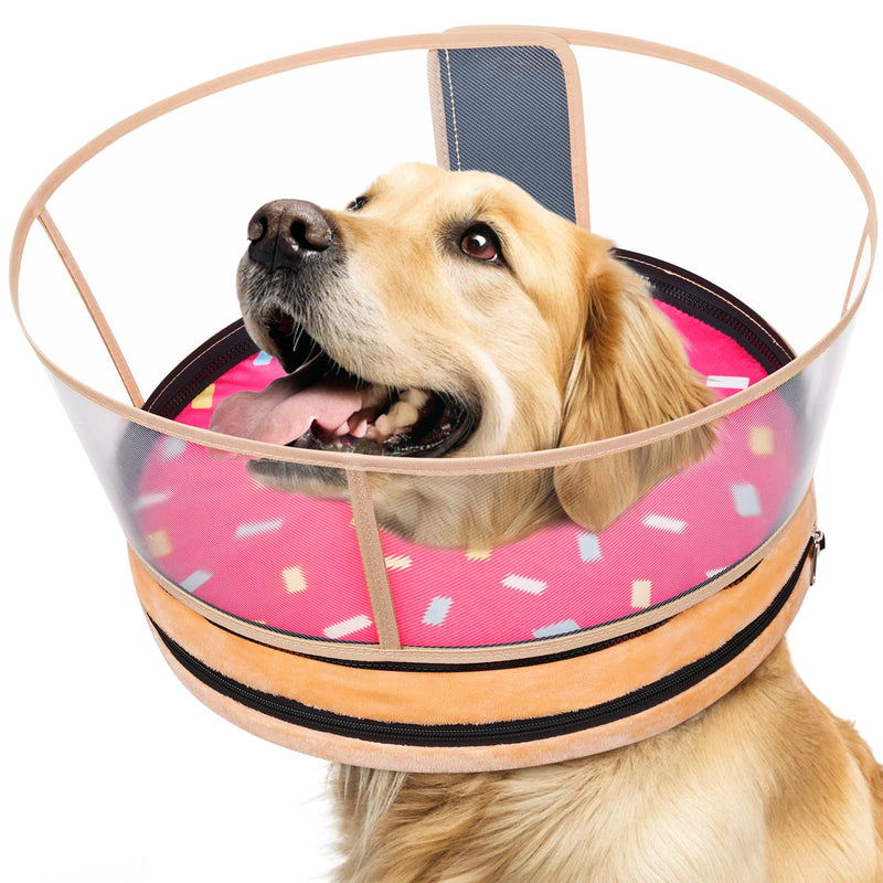 Didopet Sponge Dog Cone After Surgery, No Inflation Required Dog Donut Collar to Stop Licking, Inflatable Cone Alternatives for Large Pets, Soft Recovery Collar with Protective Shield (Donut, XL)