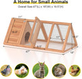 Rabbit Hutch, Small A-Frame Chicken Coop Outdoor w/ 2 Door & Run Cage(Wood)