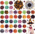 Huhumy 50 Pcs Halloween Dog Collar Flowers Bulk, Pumpkin Ghost Skull Bat