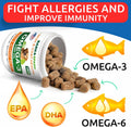 BARK&SPARK Omega 3 for Dogs and Cats-180 Fish Oil Treats for Dogs & Cats Shedding, Skin Allergy, Itch Relief, Hot Spots Treatment-Joint Health-Skin and Coat Supplement-EPA & DHA Fatty Acids-Salmon Oil