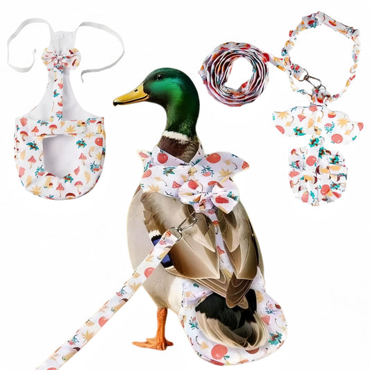 Magnoloran Chicken Diapers for Hens, Roosters, Diapers for Ducks with Walking Leash, Reusable Pet Duck Diapers Chick Clothes Waterproof Poultry Nappies for Geese Pet Ducks Chicken-Mushroom, M