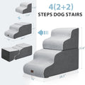 Garnpet Dog Stairs for High Beds, 4-Step Dog Steps for Small Dogs and Cats, Foldable Pet Stairs for High Bed Climbing, Non-Slip Balanced Pet Step Indoor, Dark Grey