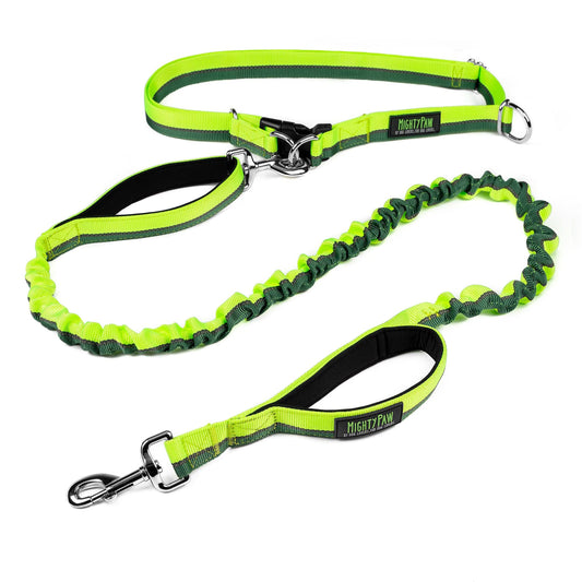 Mighty Paw Hands Free Dog Leash | Bungee Waist Leash for Dog Walking. Pet Running Hands Free Tether for Large, Medium & Small Breeds. Pet Waist Belt (36" - 48") Up to 150 lbs - Green