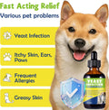 Creimpdoty Natural Yeast Relief for Dogs and Cats, Skin & Ear Soothing Drops, Itchy Skin & Ear Allergy Support, Reduces Itching, Irritation & Inflammation, Bacon Flavor, 2 FL OZ