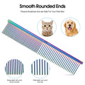 ROPO Dog Comb for Removing Matted Fur - Pet Dematting Comb with Rounded Teeth and Non-Slip Grip Handle - Prevents Knots 