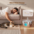 74oz Stainless Steel Cat Water Fountain with 8 Filters + 5 Sponges