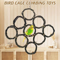 BNOSDM Bird Swing Rings Toy Natural Wood Parrot Climbing Ladder Parakeet Chewing Toys Hanging Budgie Cage Accessories for Green Cheek Conure Cockatiel Lovebird (9 Rings)