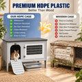 Rockever Rabbit Hutch Indoor Outdoor, HDPE Bunny Cage with Drainage System