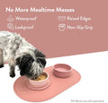 KindTail Dog & Cat Food Mat - Waterproof, Food-Grade Silicone Pet Placemat for Feeding & Water Bowls - Raised Edges Protect Floors - Non-Slip Grip - Dishwasher Safe - 19 x 11 Inches, Light Green