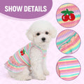 Jmkcoz Cute Striped Dog T Shirts Cherry Puppy Dress Soft Cotton Pet Sleeveless Vest Clothes Spring Summer Pet Outfits for Small Dogs Cats Girl (Pink, Small)
