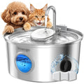 Invengo Cat Water Fountain Stainless Steel, 108oz/3.2L Pet Fountain with Large Water Level Window, Ultra Quiet Automatic Cat Water Dispenser for Cats and Dogs, 2 Flow Modes, Splash-Proof Design