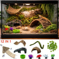 12-in-1 Hermit Crab Accessories Kit, 2026 New Kit for Bearded Dragon, Coconut Shell Hideout, Climbing Bridge, Hammock, V