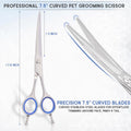 GLORY Professional Curved Dog Grooming Scissors, 7.5 Inches Stainless Steel Pet Shears for Dogs & Cats, Sharp Trimming S