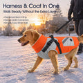 Dog Winter Coat Waterproof - Orange,Medium - Dog Coat with Harness Built in