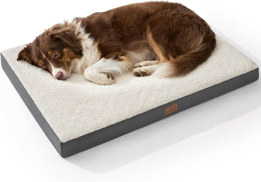 Bedsure Dog Beds Large Sized Dog - Comfy Flat Pet Beds with Removable Washable Cover, Orthopedic Egg Crate Foam Puppy Mat, Suitable for Pet Up to 65 lbs