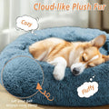 JOLLYVOGUE Calming Dog Beds Large Sized Dog, 36in Donut Washable Large Pet Bed, Anti-Slip & Anti-Anxiety Fluffy Faux Fur