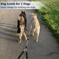 WYuZe 5FT Double Dog Leash No Tangle, Rope Dual Leash for Walking 2 Dogs, Reflective Two Way Split Lead with Soft Handle for Medium Large Dogs, Black