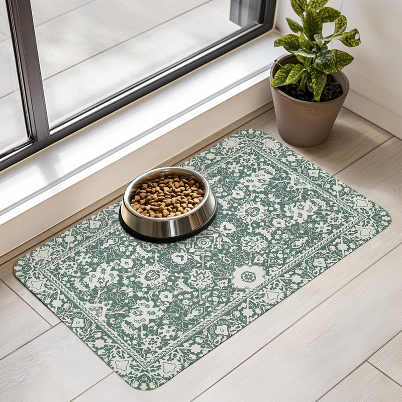 Dog Food Mat for Floors Waterproof Quick Dry Pet Placemat Cat Feeding Bowls Mats for Food and Water, Eco-Friendly Dog Ac