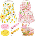 Weewooday 2 Sets Rabbit Clothes with Harness Leash Hat Mini Bag, Stylish