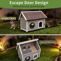 Rockever Outdoor Cat House, Waterproof Feral Cat House for Outdoor Cats with Escape Door and Clear Windows for 2 Cats(with Self Warming Mat)