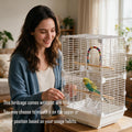 Basic Bird Cage, 24.8inch Parrot Cage (24.8" x 14.6" x 11"),Bird Cage with Ladder, Horizontal Bar, 2 Feeders, and Swing