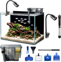 3.3 Gallon Small Fish Tank Glass Aquarium Complete Kit for Betta Fish