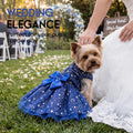 ASENKU Dog Dress Pet Wedding Dress Princess 4th of July Lace Puppy Birthday Party Outfit Formal Apparel Girl for Small Medium Dogs Cats (Medium, Navy Star)